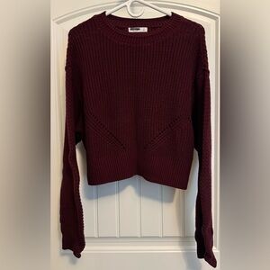 Arizona Jean Company Maroon Crew Neck Crop Sweater